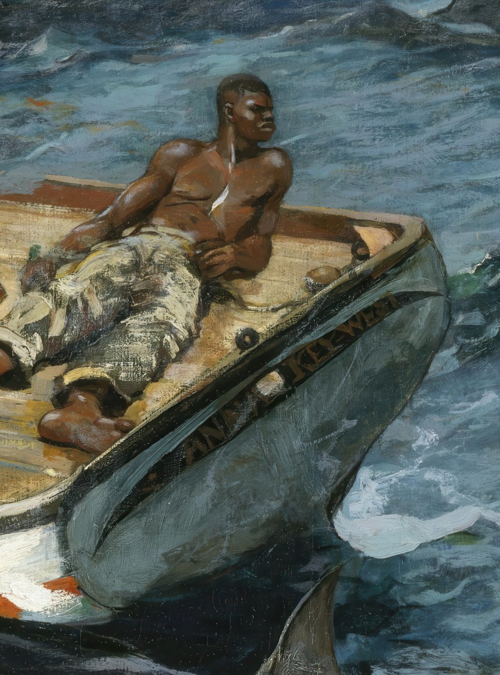 Stranded sailor detail from The Gulf Stream by Winslow Homer